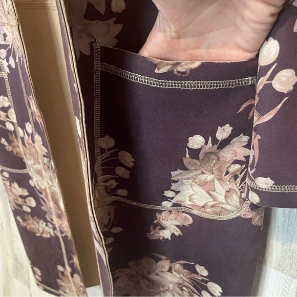 Chelsea & Theodore Faux Suede Brown Floral Jacket Womens Size M -Brown Tan Ivory - Picture 4 of 12